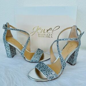 New! Badgley Mischka JEWEL Metallic Glitter Evening Shoe 💎 Women’s Size 8